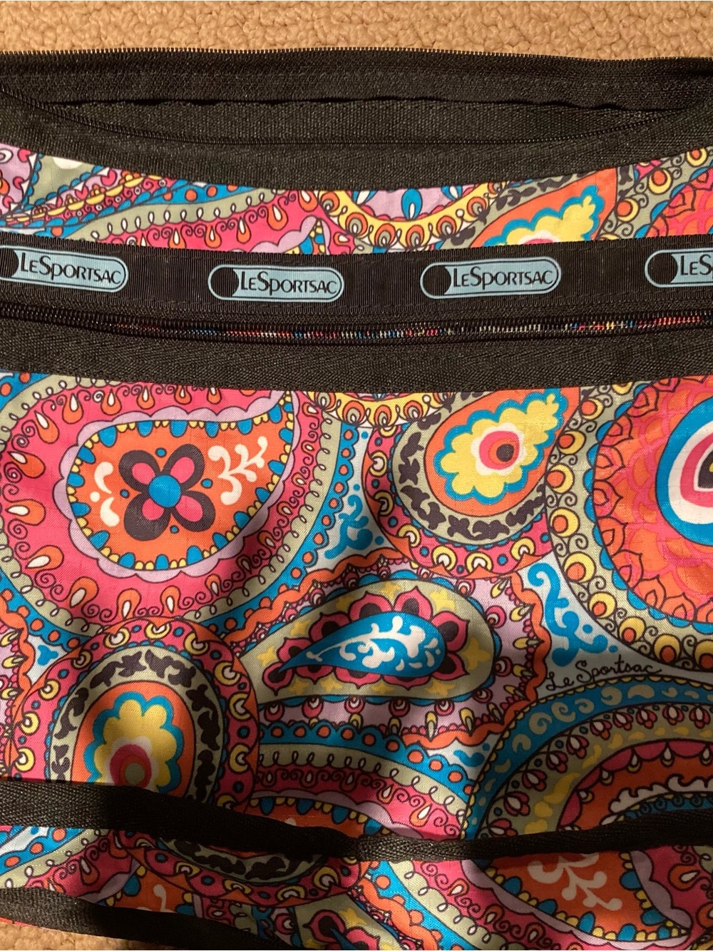Lesportsac Multicolor Paisley Crossbody Bag - Pink, Blue, Yellow, Orange, Black - Picture 3 of 4